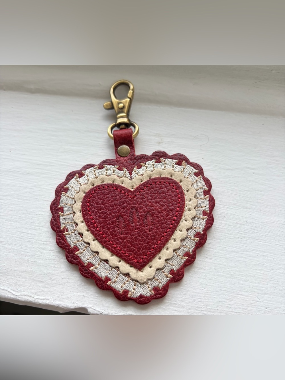 Portland Leather Goods Sweetheart Keychain in Chili Red 🌶️❤️ NWOT